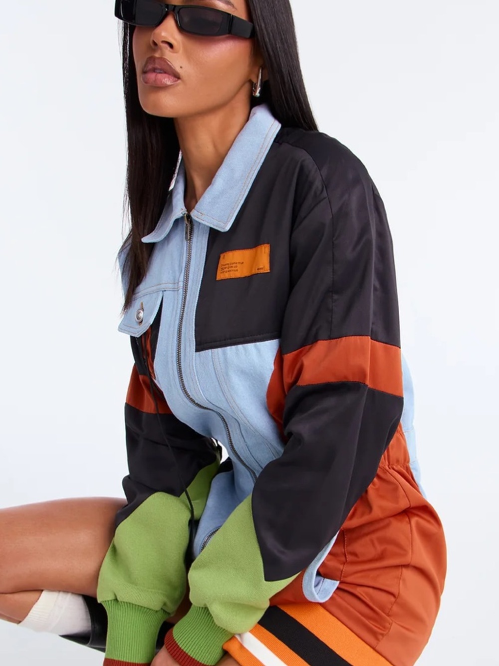 Colorblock Lightweight Jacket Dress in Light Blue, Black & 🍊 SALE 😍